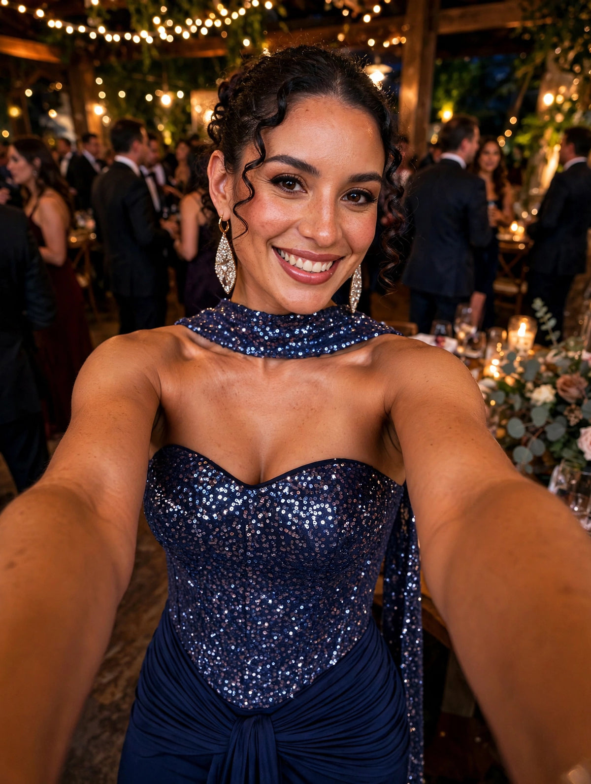 Sequin Bodice Mermaid Evening Gown