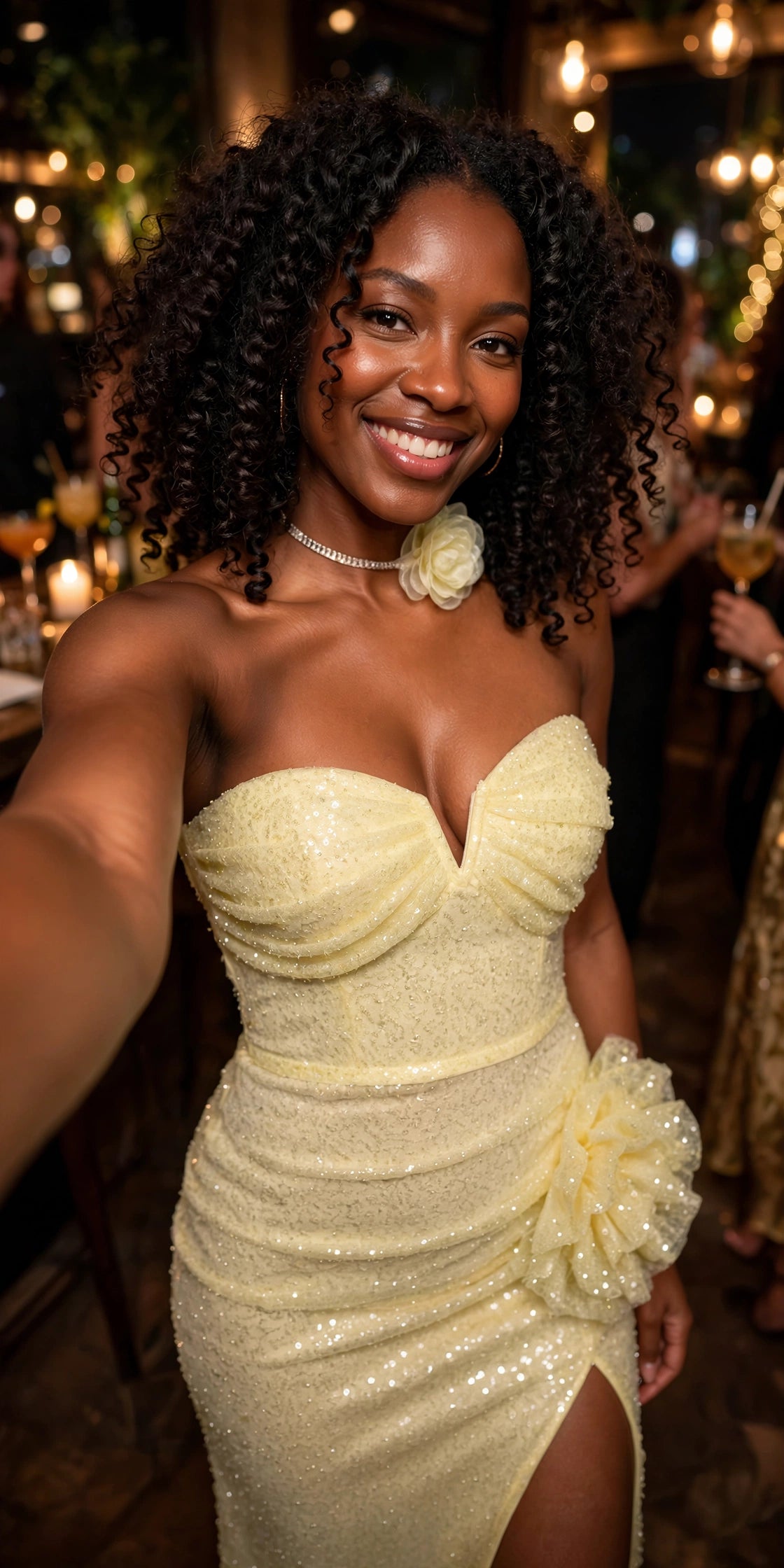 Sleeveless Off-the-shoulder Bodycon Sequined Slit Evening Gown